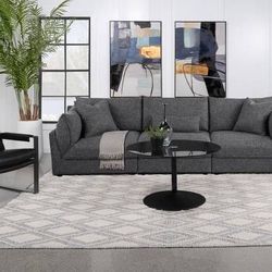 **SALE** Modern Three-Piece Sofa Set Upholstered in Barely Black Fabric