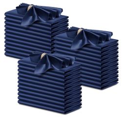 Silky Navy Blue Satin Napkins- 50 Pcs