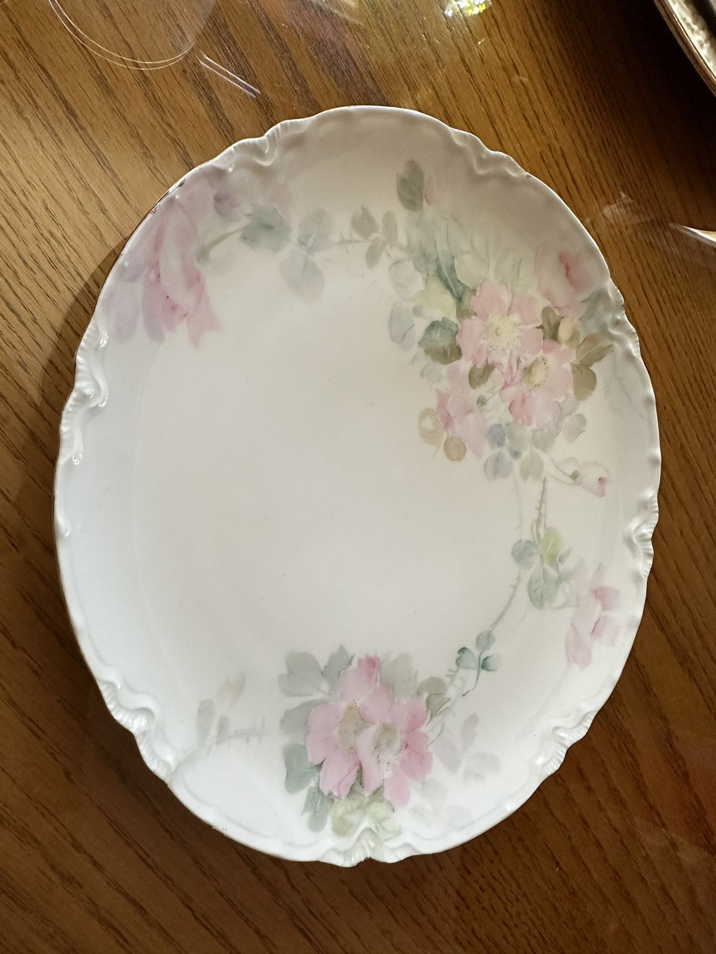 Plate Made in Haviland France. Pink Flowers On Bone China