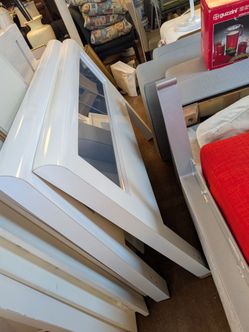 Set of white full size head boards