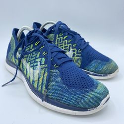 Nike Free 4.0 Flyknit Running Men's 9.5 Shoes Brave Blue Volt Green 717075-402