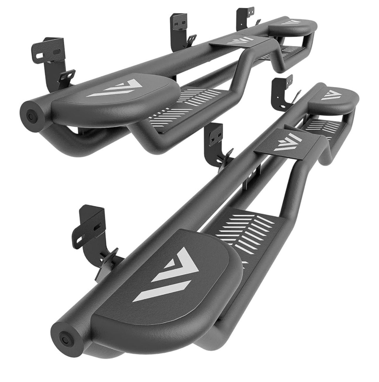 Crew Cab Three Raised Steps Running Boards Compatible with 2009-2018 Dodge Ram 1500, 2019-2024 1500 Classic, 2010-2024 Ram 2500 & 3500 CrewCab Side St