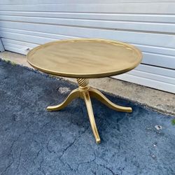 Gold wooden small coffee t a b l e / end t a b l e … 30” wide.  21” depth, 18” high … $40