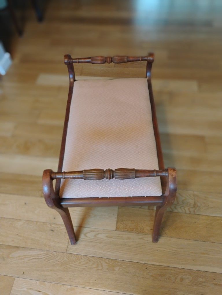 Mid century French Vanity Bench with Striped Seat