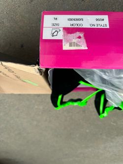 Black and Neon Green Sandals Size 9.5