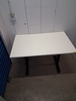 White Top Desk with Black Metal Legs