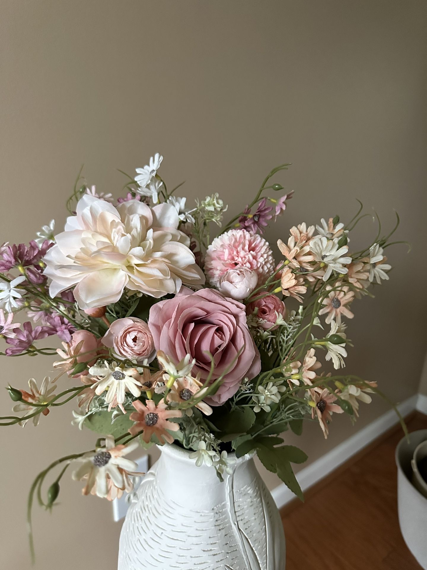5 Pink Peach Blush Silk Artificial Fake Flowers Arrangements for Wedding, Centerpiece, Party