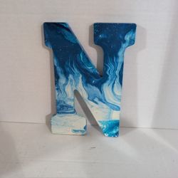 Hand Painted Wooden Letter N 