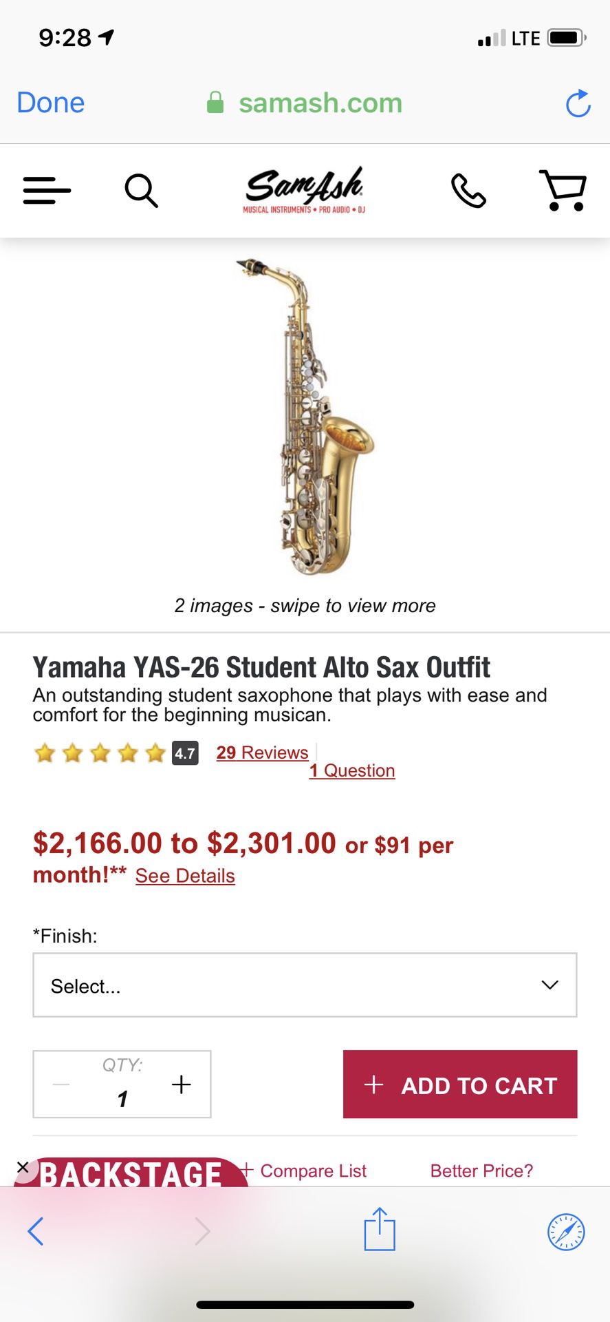 Yamaha alto saxophone