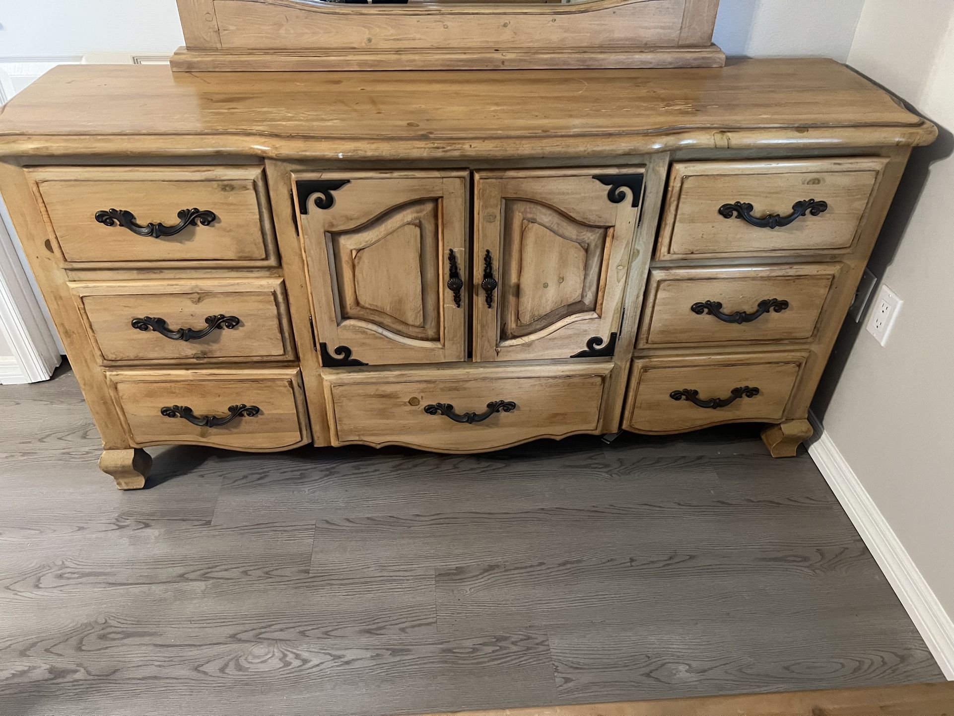 Cast Iron King Size Bed frame W/ Matching Dresser And Mirror