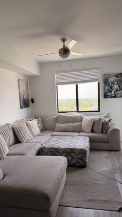 Large Sectional Sofa with Matching Ottoman