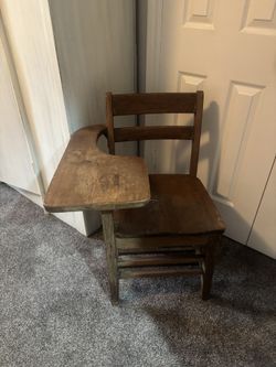 1930s Mission Oak Wood Student School Desk