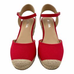 Soda Women’s Red Espadrille Wedge Sandals Shoes Size 8