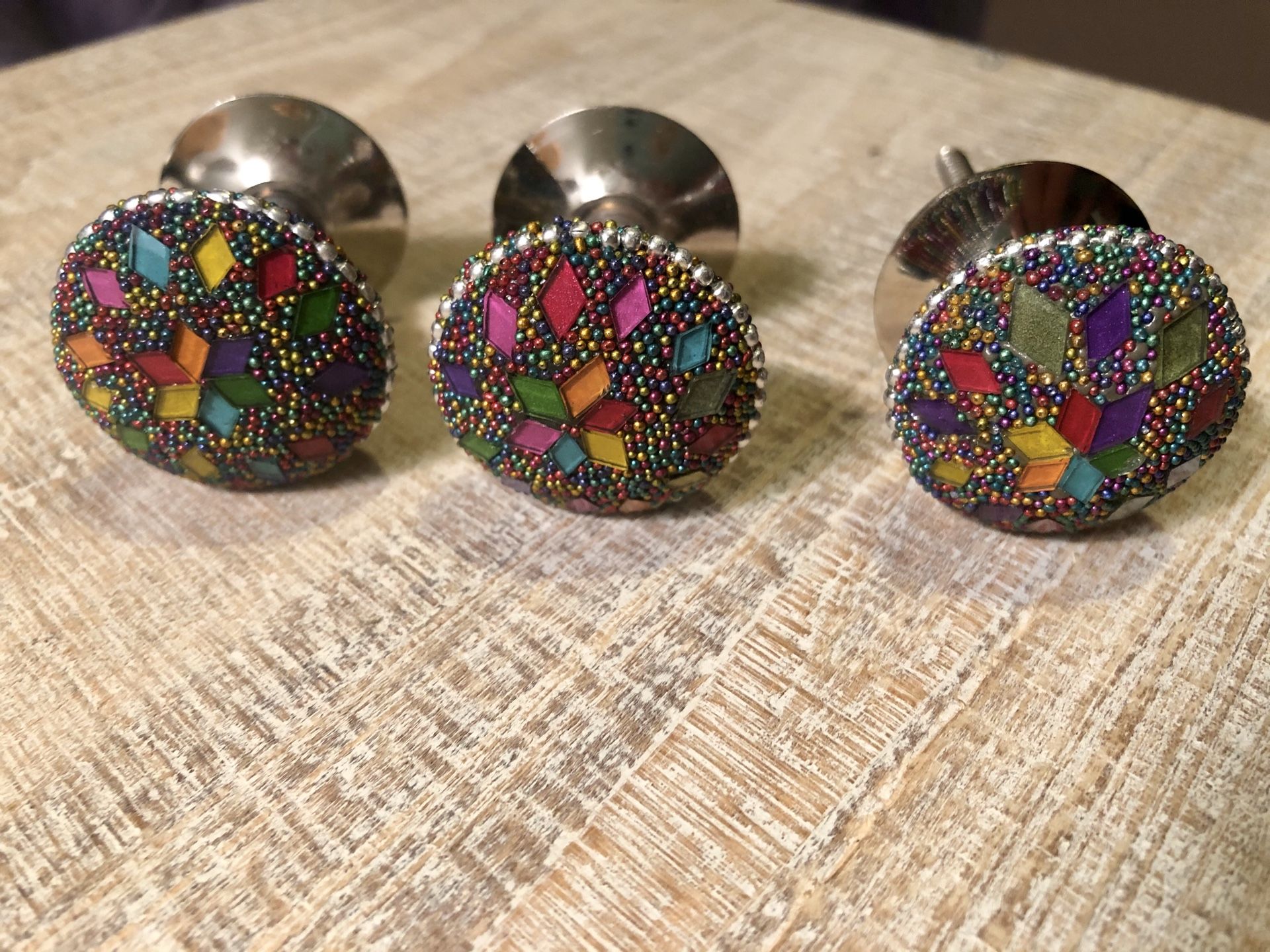 3 Multi-color Drawer Knobs