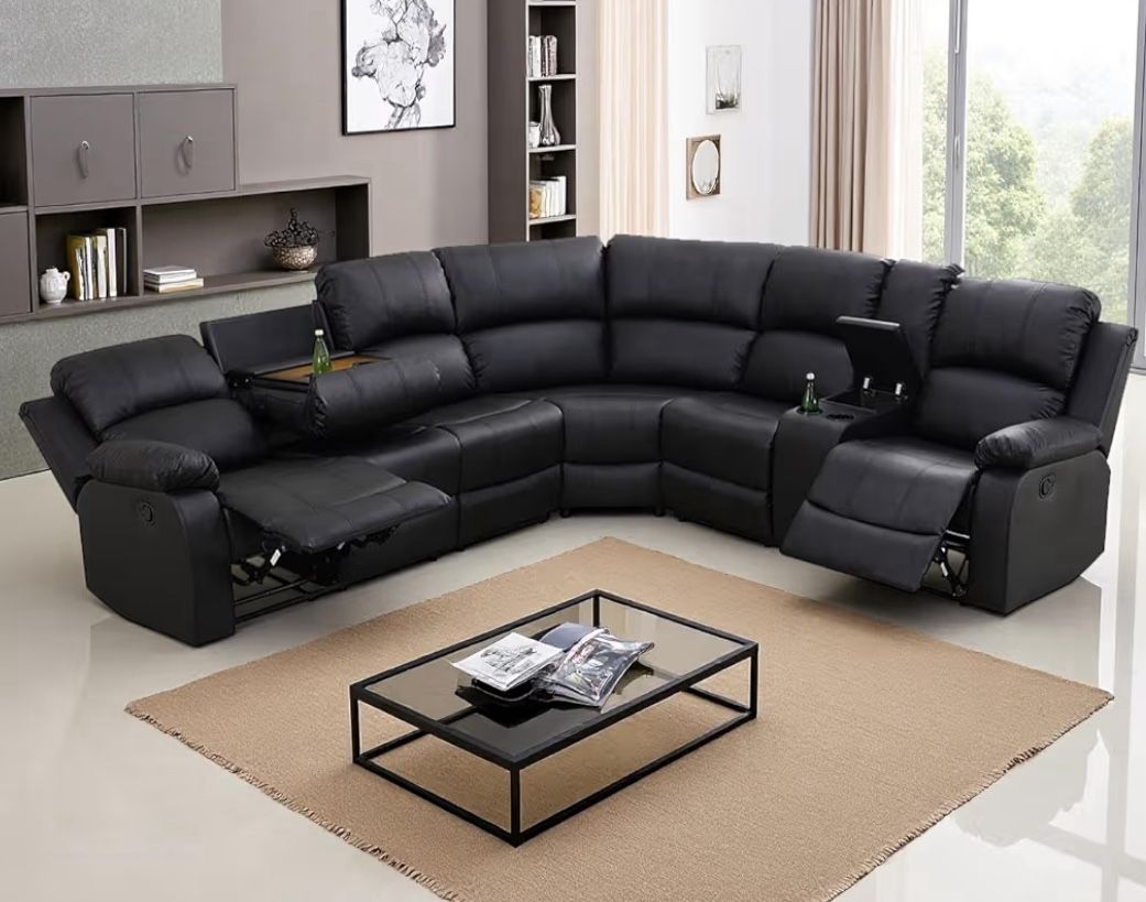 New Black Manual Recliner Couch