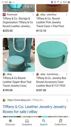 Tiffany Round Teal Leather Jewelry/Accessories Travel Case