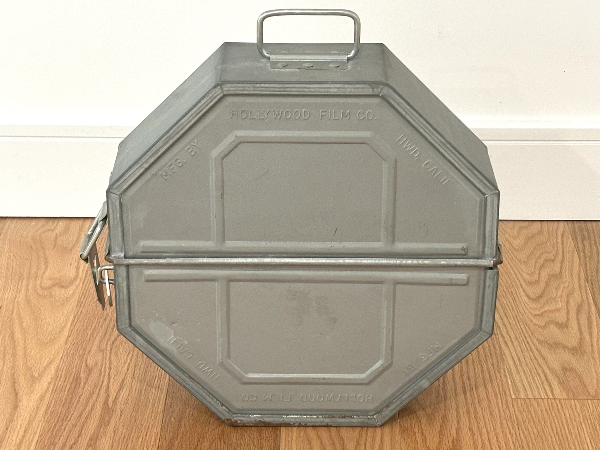 TWO HOLLYWOOD FILM CO. CB EMPTY MOVIE REELS WITH STEEL CARRYING CASE