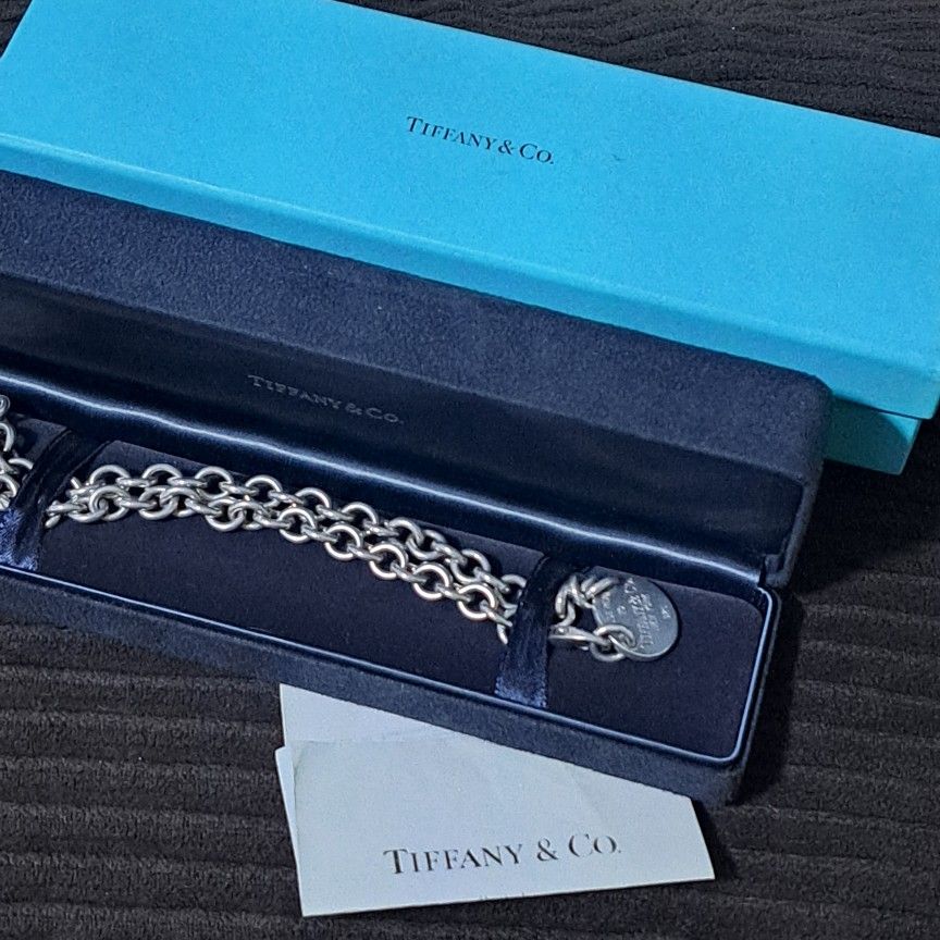 EXCELLENT CONDITIONS " VINTAGE AUTHENTIC TIFFANY & C0. 925 STERLING SILVER CHOKER NECKLACE WITH CASE & BOX 275$