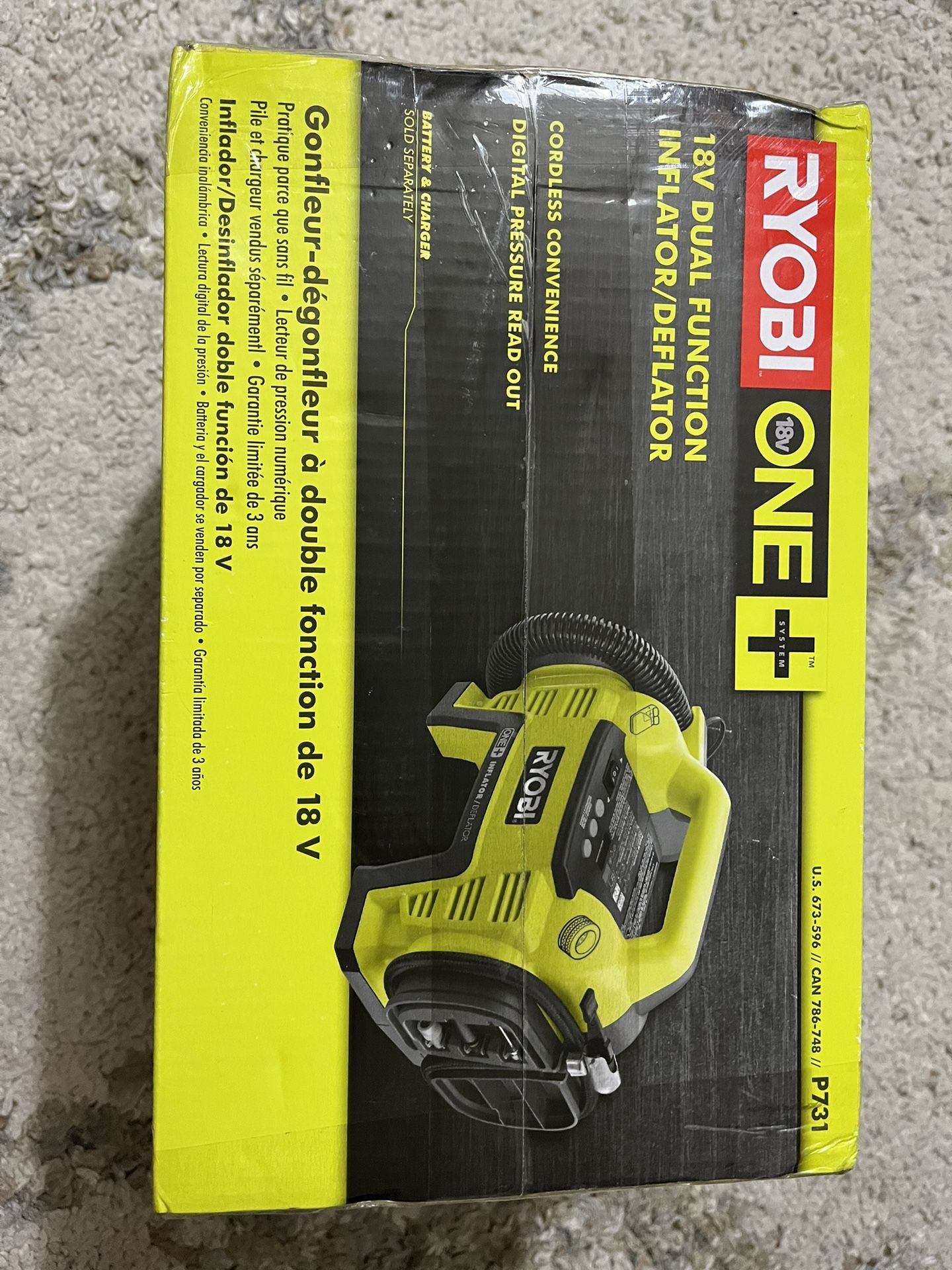 Ryobi P731 One 18v Dual Function Power Inflator/deflator Cordless Air