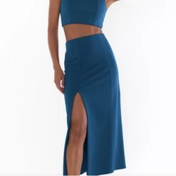 Brand New Show Me Your Mumu Teal Cecilia Midi Skirt - Size Small