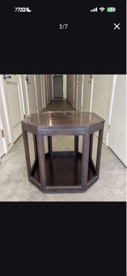 One vintage MCM solid wood octagon table side accent