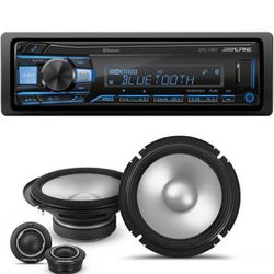 Alpine UTE-73BT Mech-Less Digital Bluetooth Media Receiver with 1 Pair Alpine S2-S65C Type S 6.5" Component Speakers

