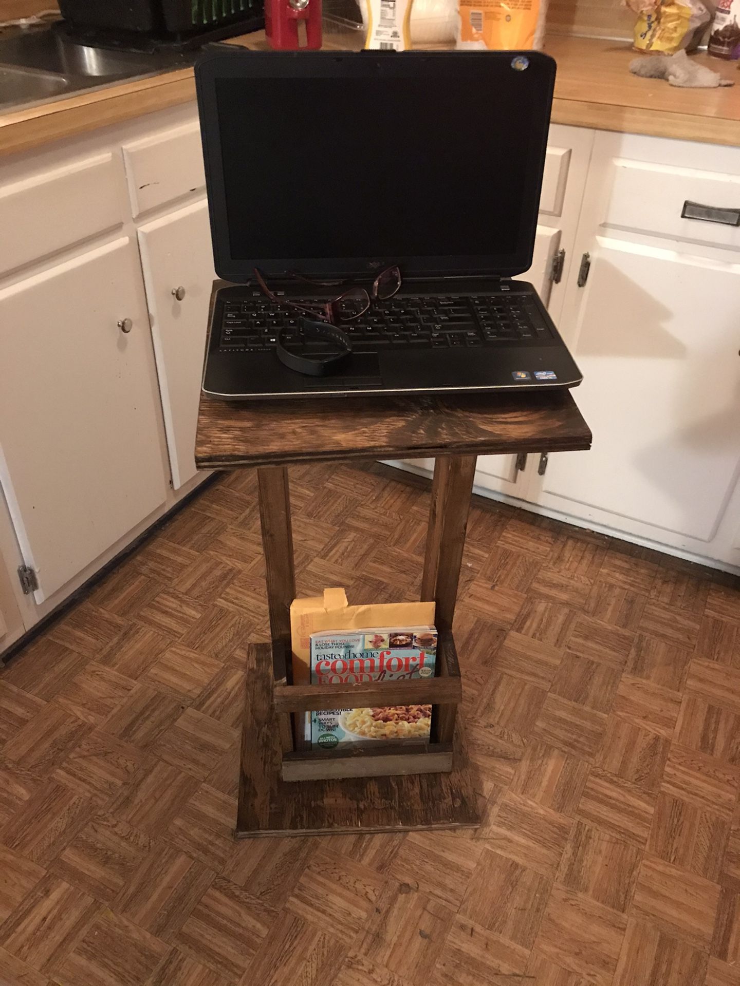Over the couch side table with magazine holder
