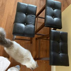 3 Faux Leather Bar Stools