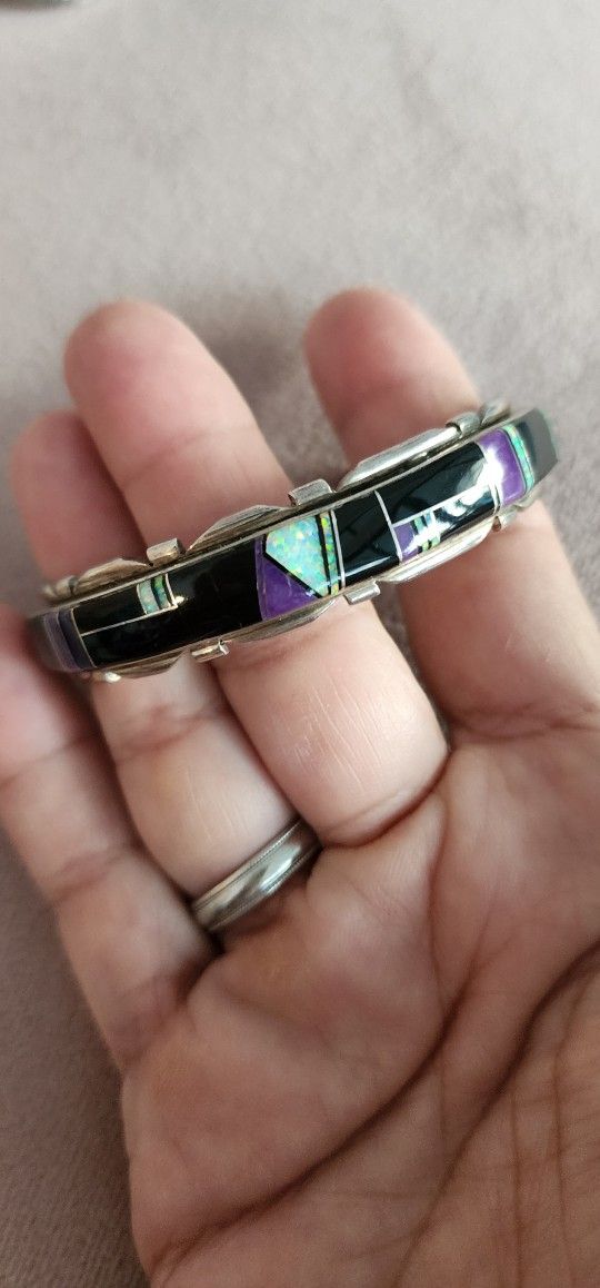 Navajo Signed Vintage Inlay Cuff 