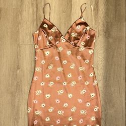 Brown Flower BodyCon Dress 