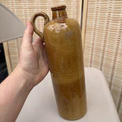 Vintage Glazed Stoneware Jug – Rustic Pottery Bottle with Handle