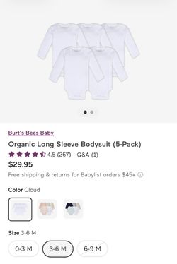 Burt’s bee’s baby Organic long sleeve bodysuit (5 piece)