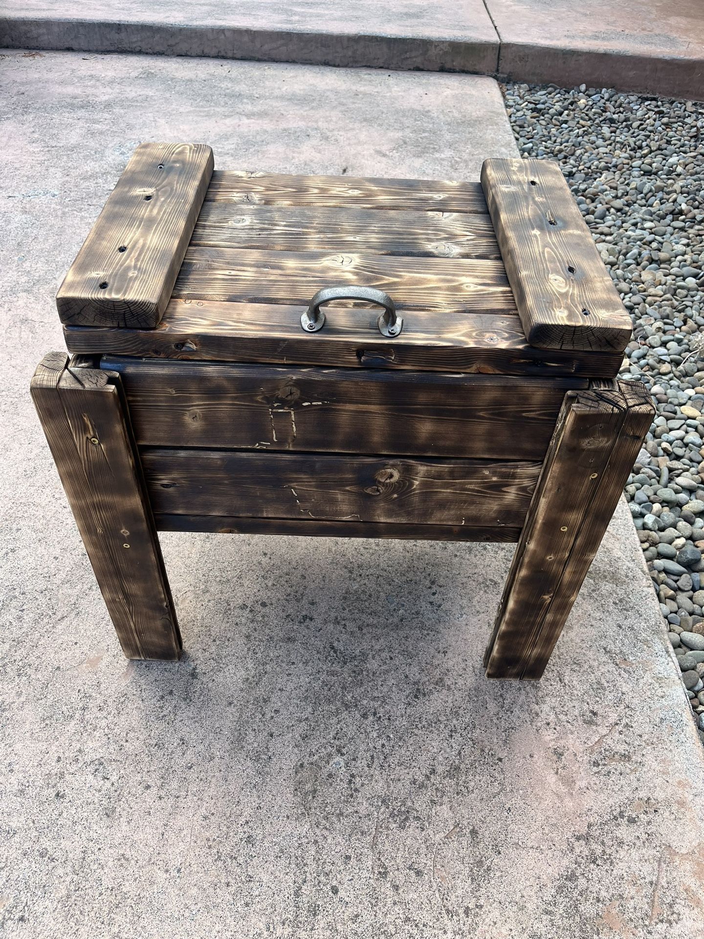 Handmade outdoor wood cooler