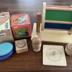 Lovevery Montessori wooden Baby Toy Bundle Lot Puzzle Ball Cylinder   Some are Lovevery and some are other Montessori toys  Lovevery rocks, egg cup, m