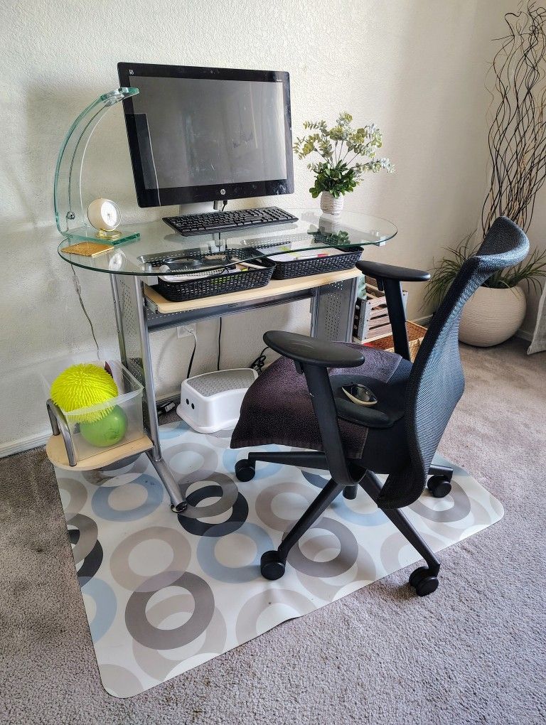 Computer, Desk And Chair