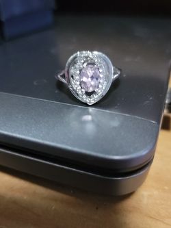 Size 9 Pink Topaz Teardrop Sterling Silver Ring