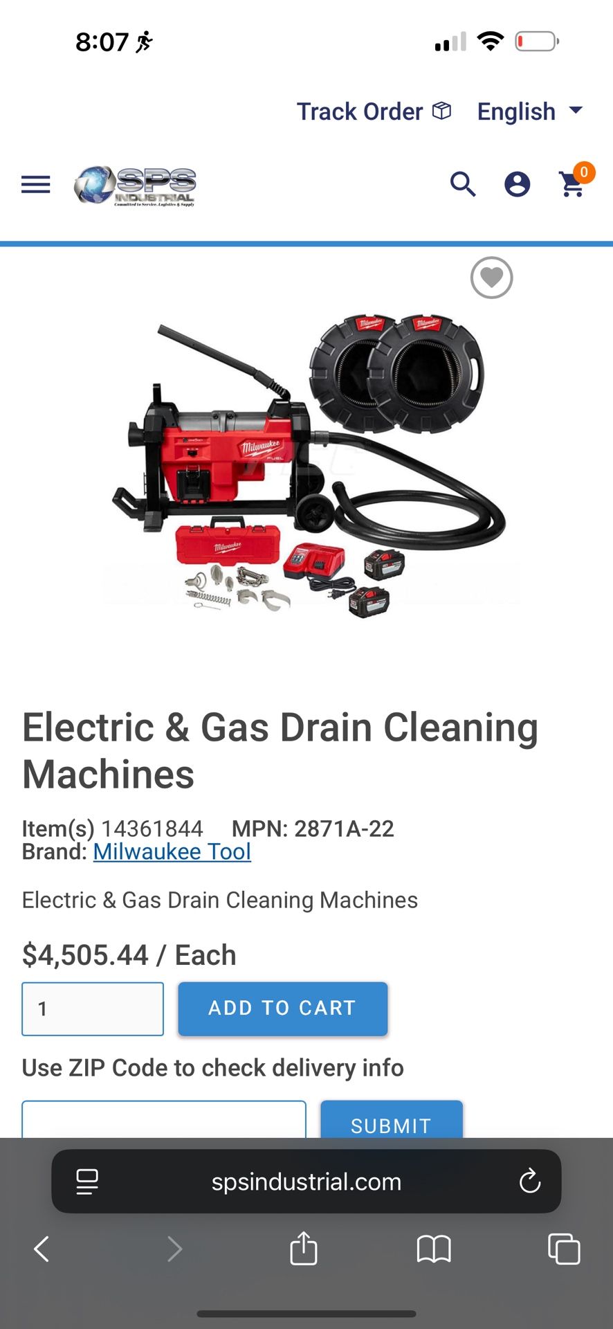 Milwaukee Fuel 2871A-22 Sectional Machine