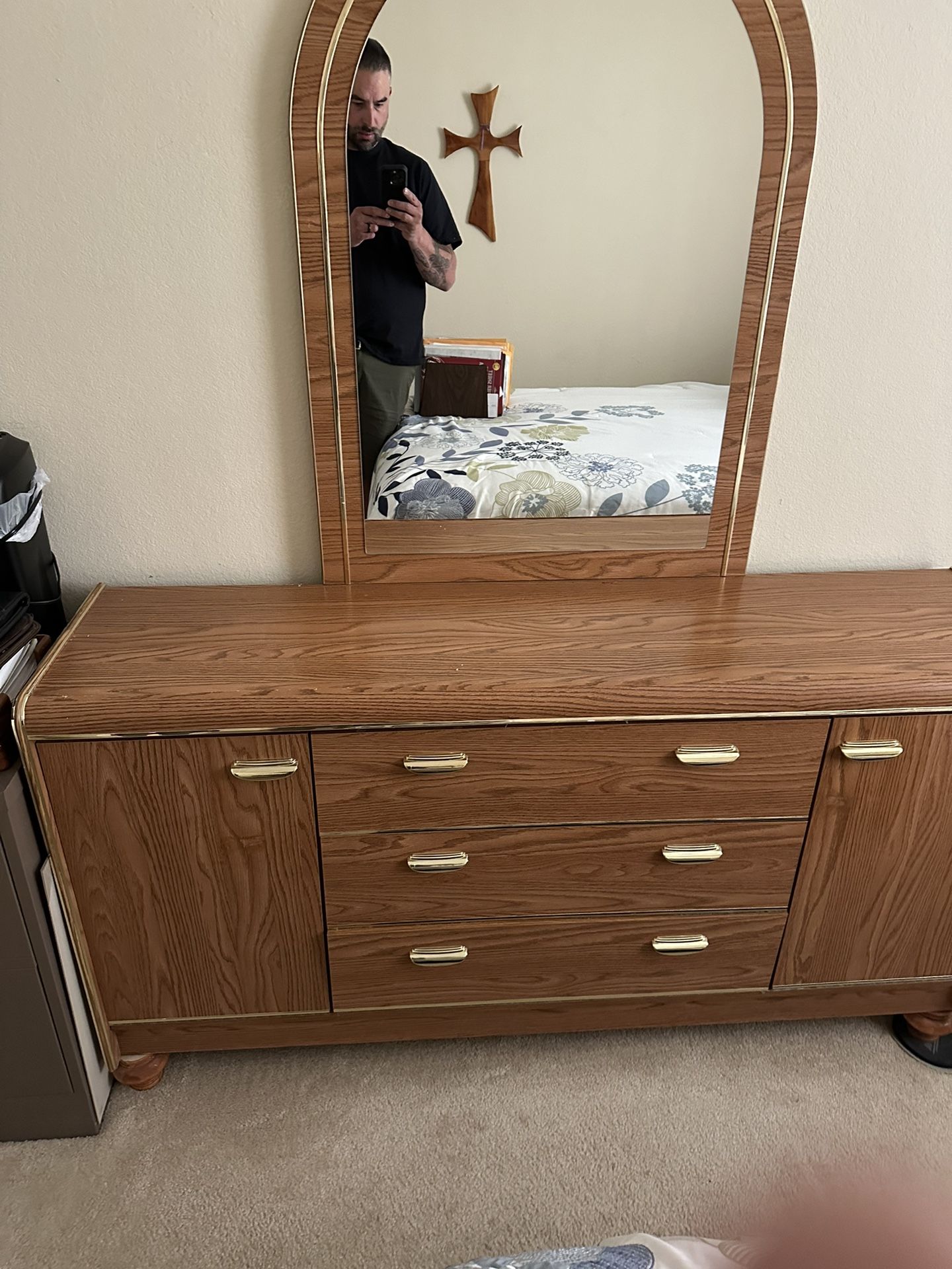 Chest of drawers and mirror