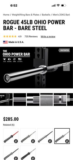 Rogue 45lb barbell and bench