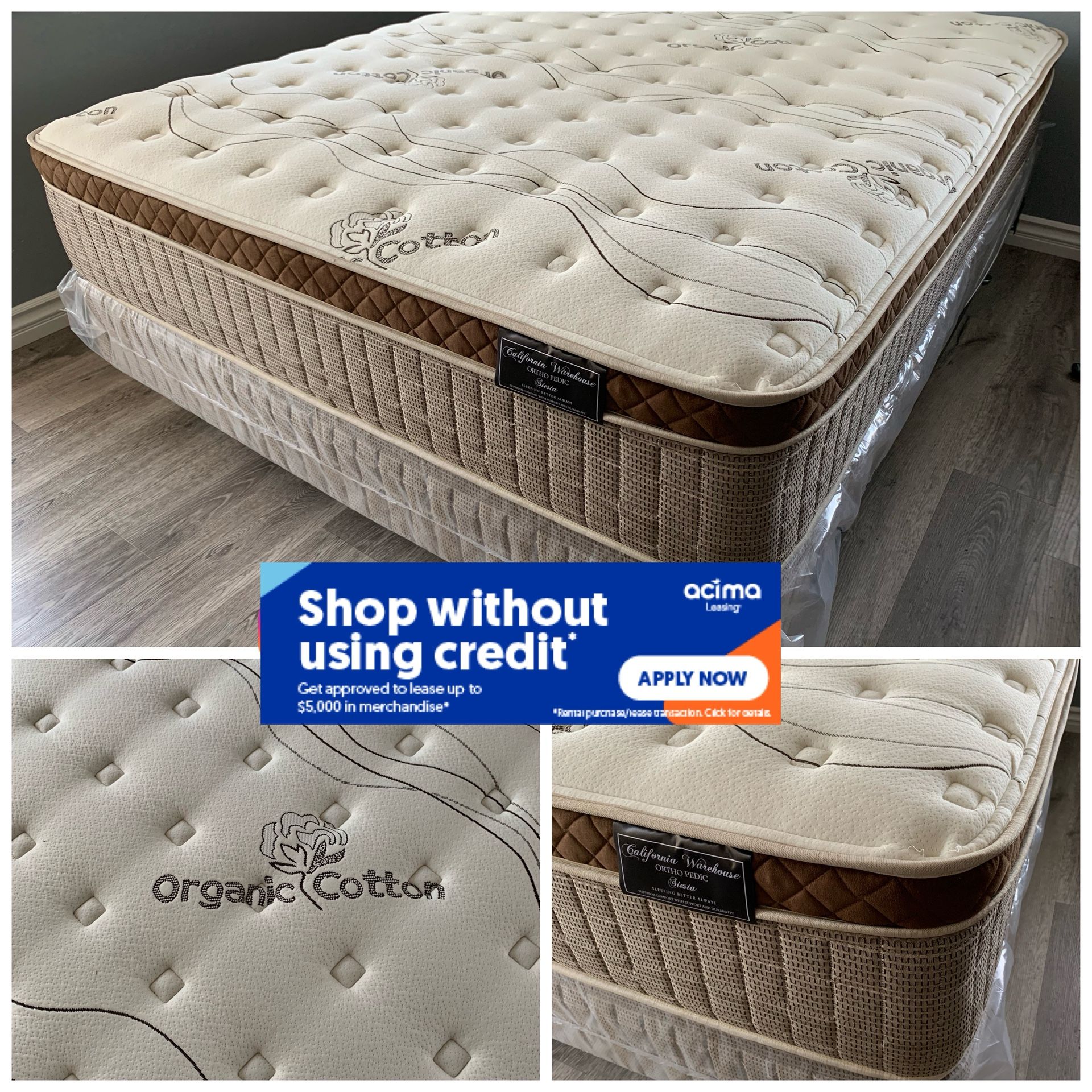 12in King Size Organic Cloud Comfort Europillow Top Mattress and Boxspring