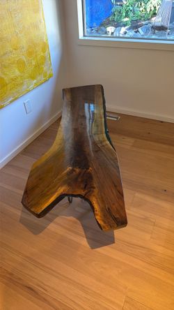 Live Edge Wood Slab coffee table/Bench with Resin