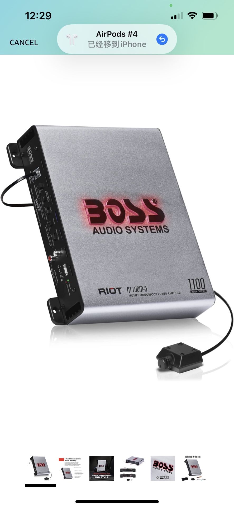BOSS Audio Systems R1100M-S Riot Series Car Audio Subwoofer Amplifier - 1100 High Output, Monoblock, Class A/B, 2/4 Ohm Stable, Low/High Level Inputs,