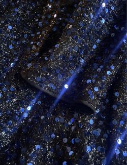 Deep Blue Full Figure Sequence Formal One Shoulder Dress
