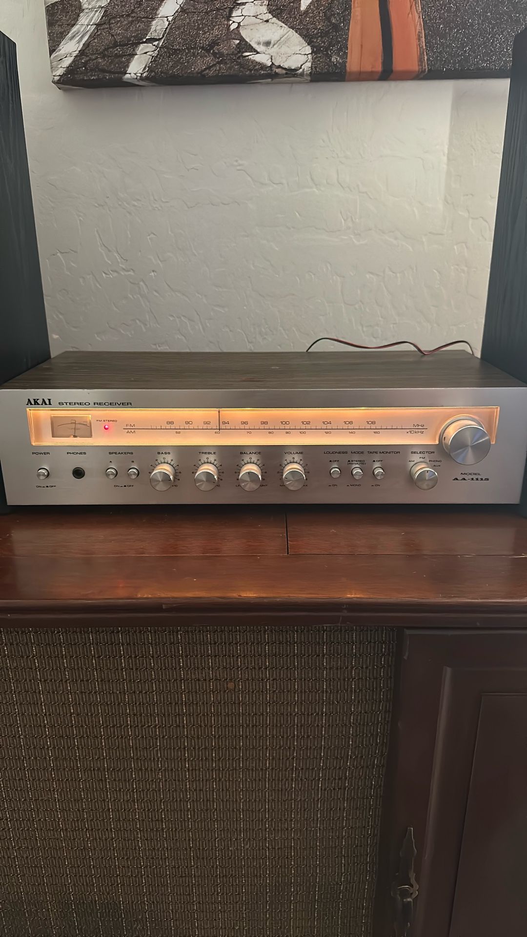 Vintage AKAI RECEIVER MODEL AA-1115 Stereo And Two Bookshelve Sonys