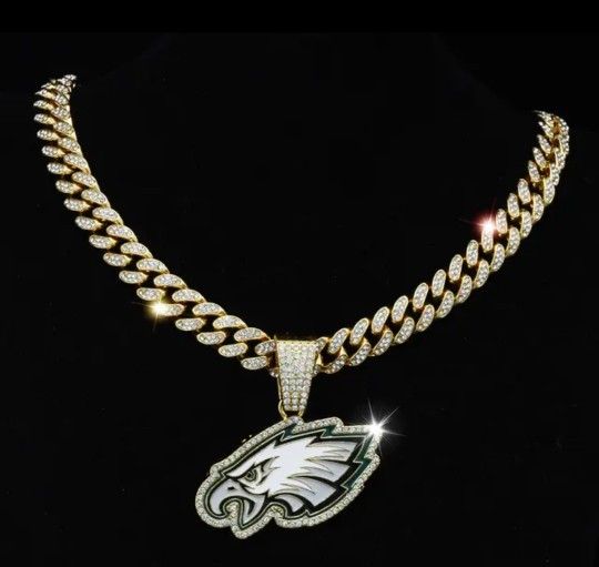 Philadelphia Eagles Gold Colored Bling Necklace 