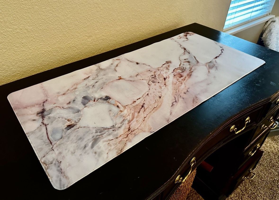 Large Desk Pad-Mouse Pad-Gaming Pad - Desktop Decor- Pink Marble