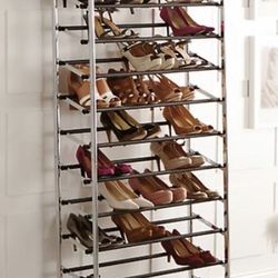 Chrome 10-Tier Rolling Shoe Rack