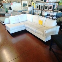 Normally $1,299 Leather Looks Sofa Sectional