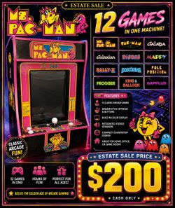 Ms. Pac-Man 12-in-1 Classic Arcade Machine – Pac-Man, Galaga, Frogger & More
