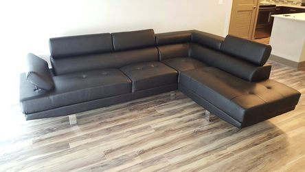 New black bonded leather sofa sectional
